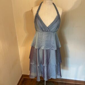 JIM HJELM OCCASIONS Prom HALTER DRESS Shimmery Tiered Ruffles Empire 10 NWOT